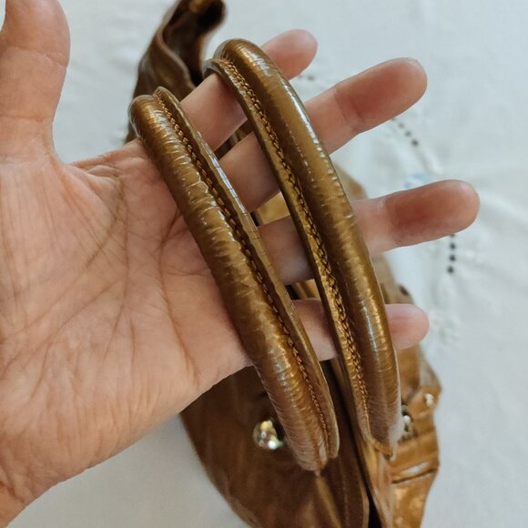 Charles David Crinkle Leather Shoulder Bag/Satchel in Golden Bronze - Picture 9 of 10